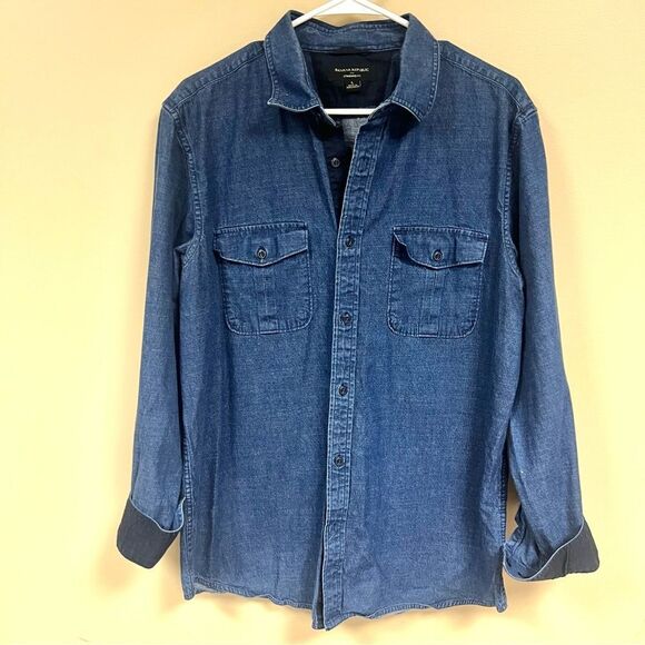 Banana Republic dark denim button down Sz L - Picture 1 of 5